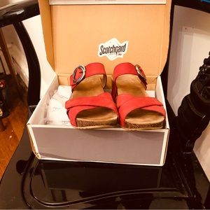 Dansko red wedge sandals size 38